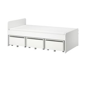 SLÄKT Каркас кровати с 3 ящиками - белый 90x200 см