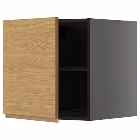 METOD Верхний шкаф д/холодильн/морозильн - черно-серый/Voxtorp под дуб 60x60 см
