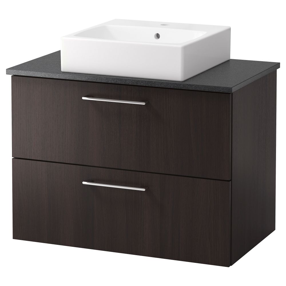 Шк п-раковину/столешн45x45/раковина ГОДМОРГОН/АЛДЕРН / ТОРНВИКЕН, черно-коричневый, черный (82x49x72 см) - схема-чертеж с размерами