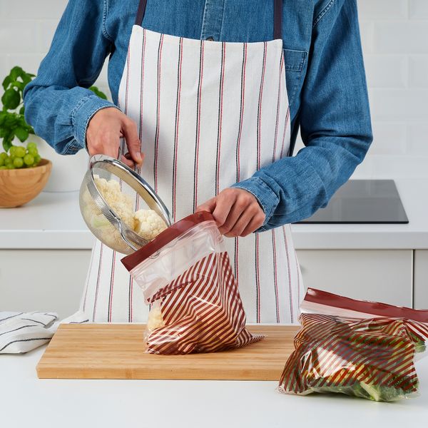 Пакет закрывающийся, 2.5 л, полоска красный, коричневый IKEA ISTAD ИСТАД 505.647.56 - фото 3