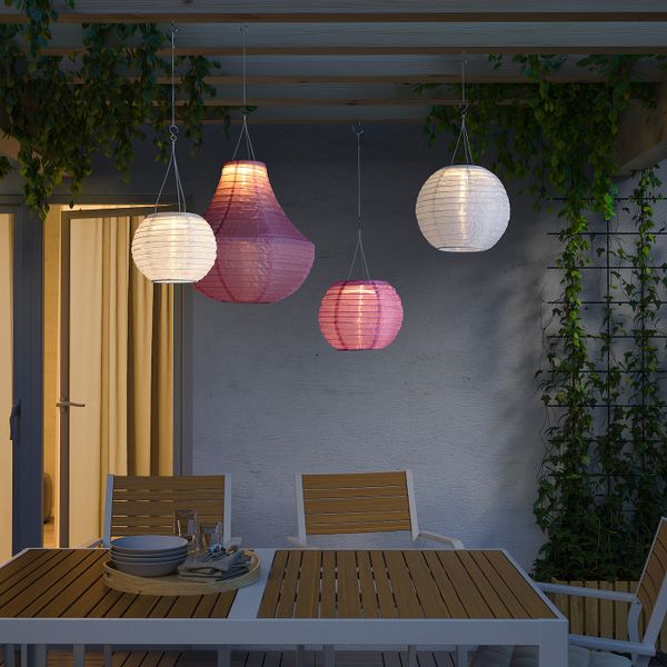 Подвесная светодиодная лампа, для сада/шаровидный розовый 22 см IKEA СОЛВИДЕН 304.516.61 - схема-чертеж с размерами