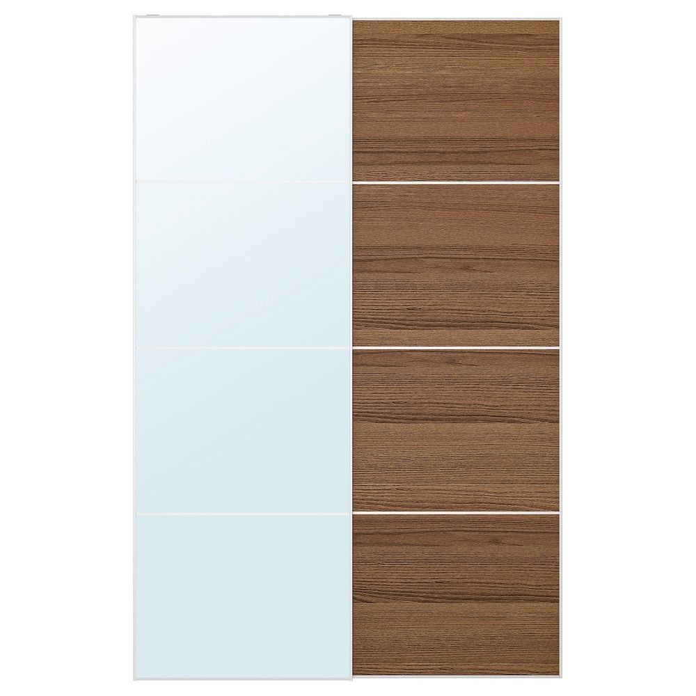 Пара раздвижных дверей, зеркальное стекло/под коричневый мореный ясень 150x236 см IKEA AULI АУЛИ / MEHAMN МЕХАМН 693.288.73 - схема-чертеж с размерами