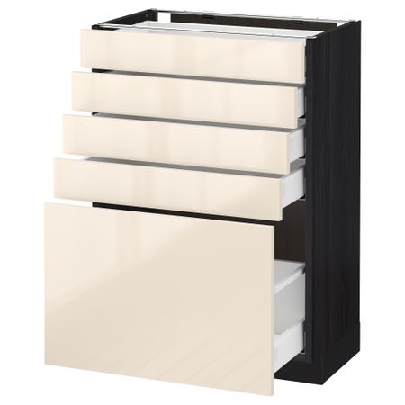 Напольный шкаф с 5 ящиками МЕТОД / МАКСИМЕРА, черный, Рингульт кремовый