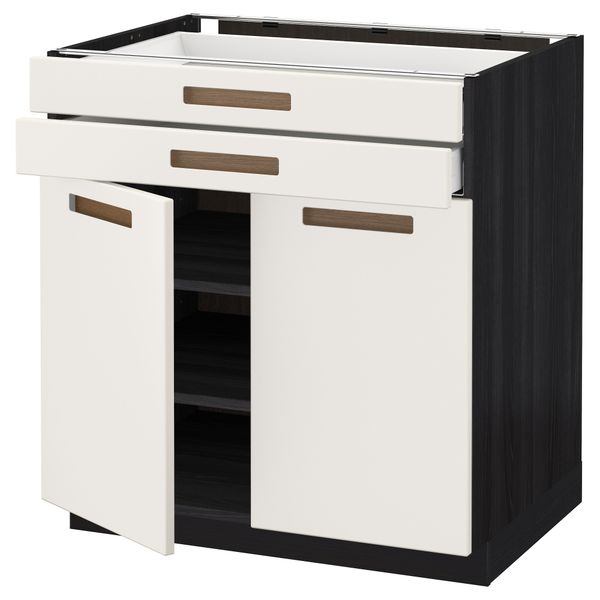 Напольный шкаф, 2 дверцы, 2 ящика МЕТОД / МАКСИМЕРА, черный, Мэрста белый - схема-чертеж с размерами