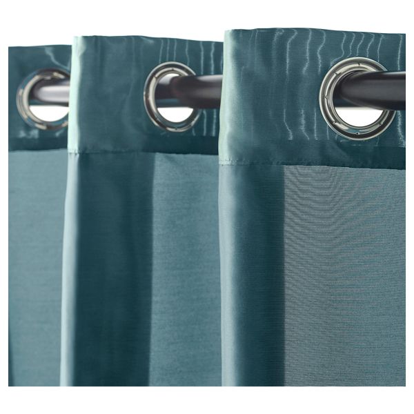 Гардины, 1 пара ПЭРЛЬБУСКЕ, зелено-синий (145x300 см) - фото 2