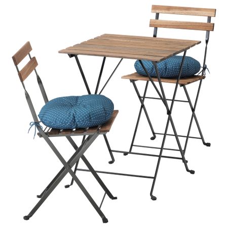 Стол + 2 стула, для сада ТЭРНО, черный/серо-кориченевая морилка черно-коричневая морилка, Иттерон синий