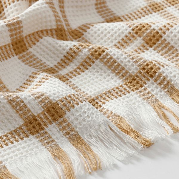 Плед, белый темно-бежевый, клетка, 130x170 см IKEA SIKELVINGE 905.736.07 - фото 3