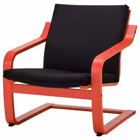 POÄNG Кресло с низкой спинкой - красный/Vissle чёрный