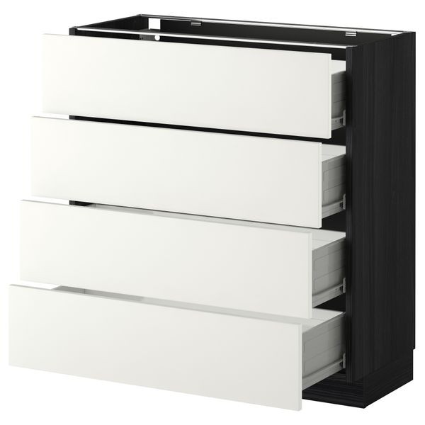 Напольный шкаф 4 фронтальных панели, 4 ящика МЕТОД / ФОРВАРА, черный, Хэггеби белый - схема-чертеж с размерами