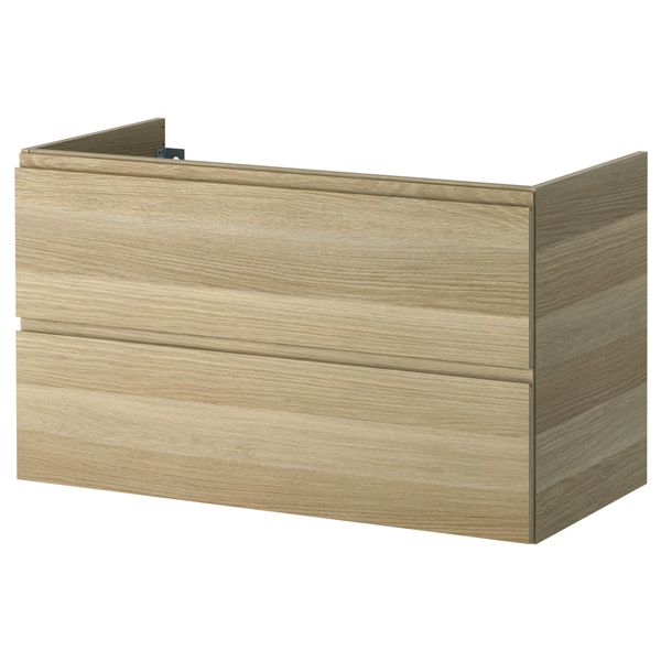 Шкаф для раковины с 2 ящиками ГОДМОРГОН, под беленый дуб - фото 1