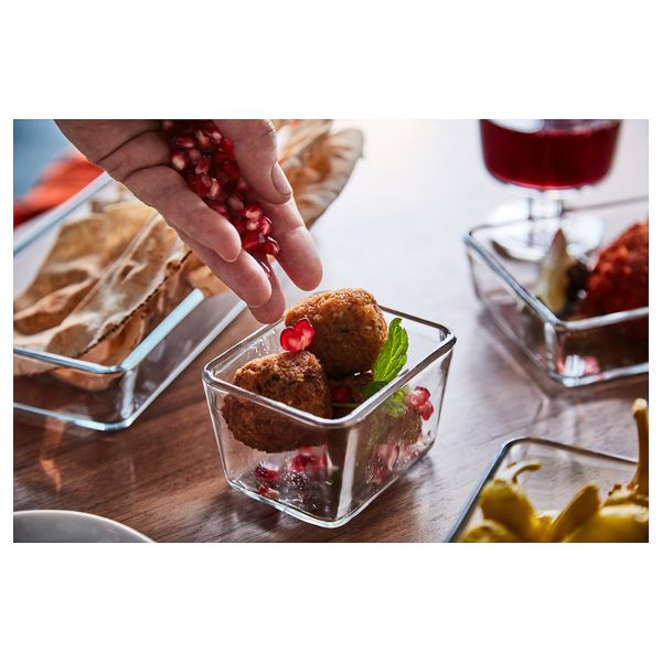 Форма-блюдо для духовки, 4 шт, прозрачное стекло IKEA MIXTUR МИКСТУР 403.721.59 - схема-чертеж с размерами