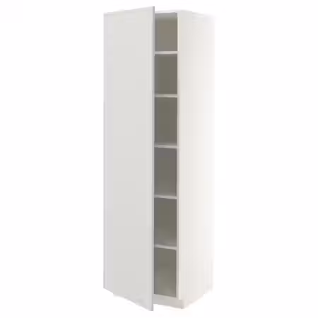 METOD Высокий шкаф с полками - белый/Aspudden светло-серый 60x60x200 см