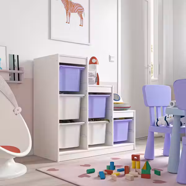 TROFAST Комбинация д/хранения+контейнеры - белый белый/сиреневый 99x44x94 см - фото 2