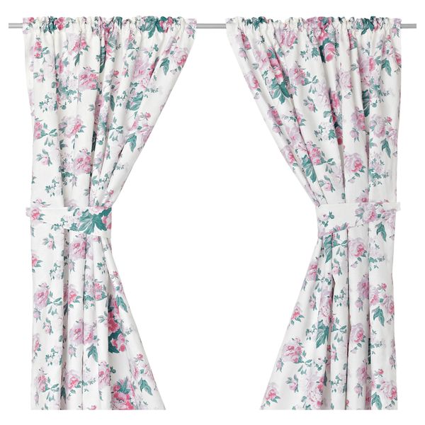 Гардины с прихватом, 1 пара МАЛЁРТ, цветы (150x270 см) - схема-чертеж с размерами