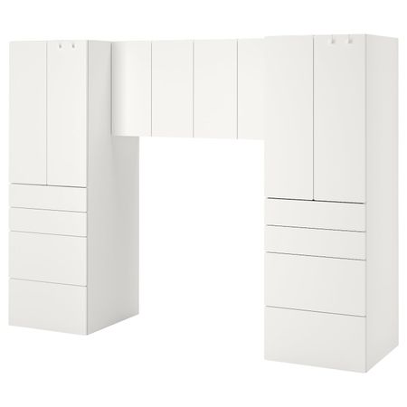Комбинация для хранения, белый/белый 240x57x181 см IKEA SMÅSTAD СМОСТАД 393.959.01