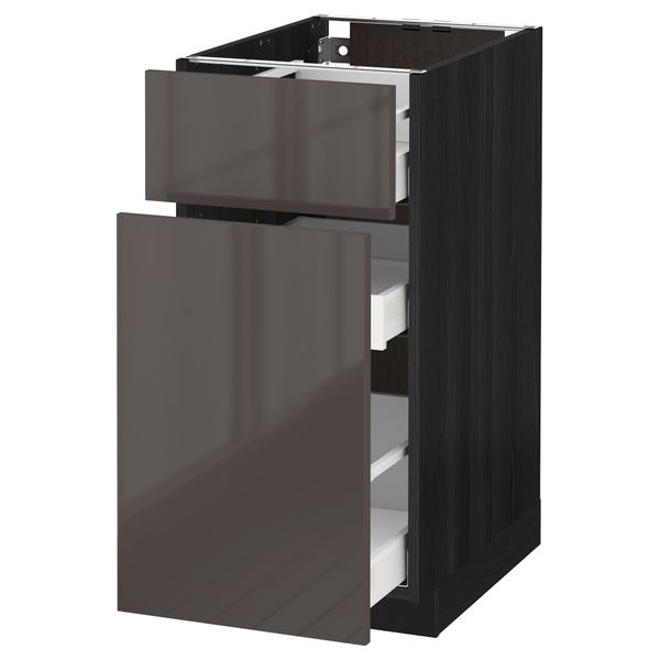 Напольный шкаф, выдвижной секцией, ящик МЕТОД / МАКСИМЕРА, черный, Рингульт серый - схема-чертеж с размерами
