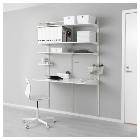 Настенная шина, полки АЛЬГОТ, белый (154x60x196 см)