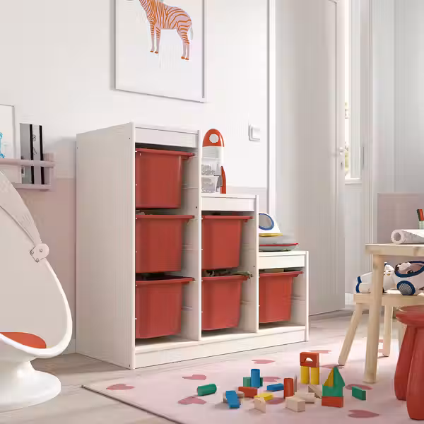 TROFAST Комбинация д/хранения+контейнеры - белый/красный 99x44x94 см - фото 2