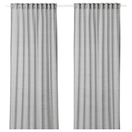 Гардины, 2 шт., серый 145x300 см IKEA HILJA ХИЛЬЯ 503.907.37