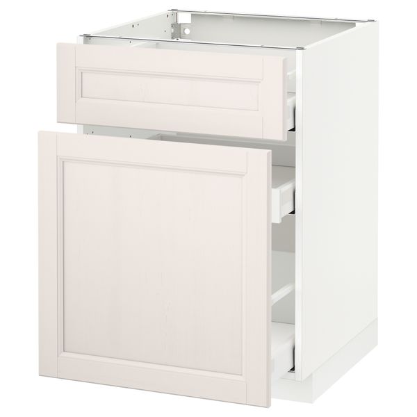Напольный шкаф, выдвижной секцией, ящик МЕТОД / МАКСИМЕРА, белый, Лаксарби белый - схема-чертеж с размерами