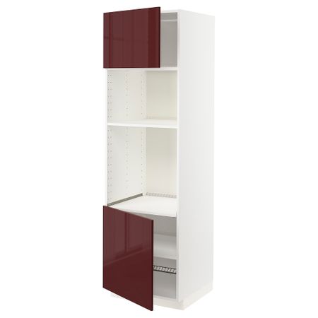 Высокий шкаф для духовки, СВЧ, 2 дверцы, полки, 60x60x200 cm IKEA METOD МЕТОД 194.551.42