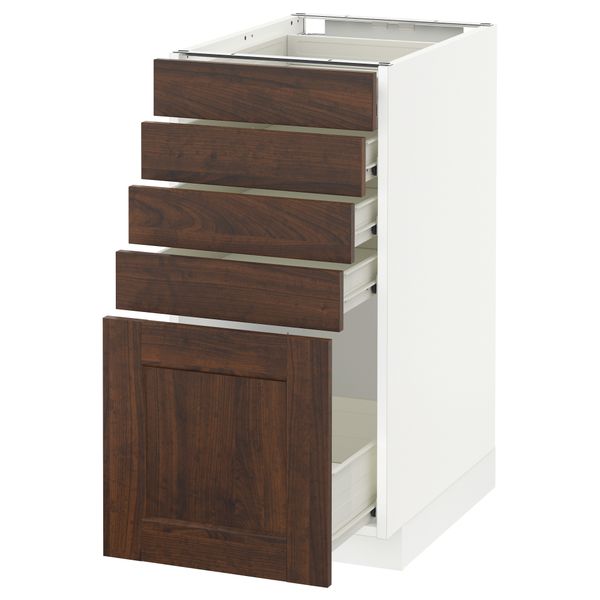 Напольный шкаф с 5 ящиками МЕТОД / ФОРВАРА, белый, Эдсерум коричневый - схема-чертеж с размерами