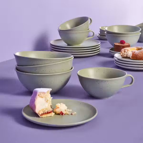 MOSSMAL МОССМАЛ Миска - орнамент «точки»/светло-зеленый 17 см - фото 2