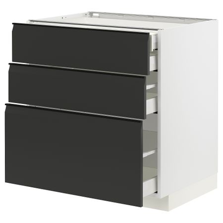 Напольный шкаф 3 фасада, 2 низких, 1 средний, 1 высокий ящик IKEA METOD МЕТОД, MAXIMERA МАКСИМЕРА 394.927.99