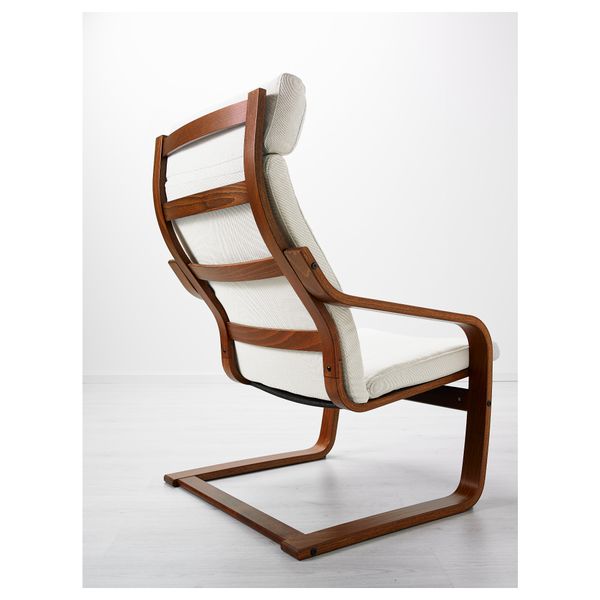 Кресло ПОЭНГ, классический коричневый, Финнста белый - фото 3