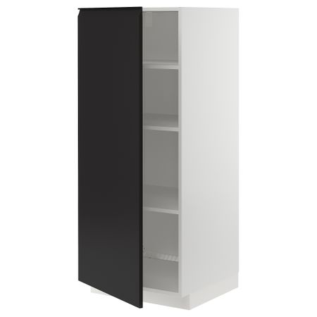 Высокий шкаф с полками, белый, Upplöv матовый антрацит, 60x60x140 см IKEA METOD МЕТОД 494.933.93