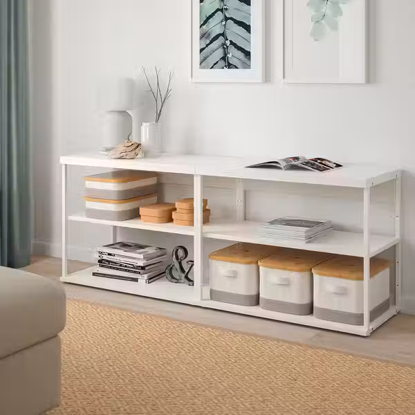 PLATSA Открытый стеллаж - белый 160x40x63 см - схема-чертеж с размерами