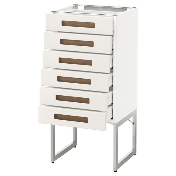 Напольный шкаф 6 фронтальных панелей, 6 нижних ящиков МЕТОД / МАКСИМЕРА, белый, Мэрста белый - схема-чертеж с размерами