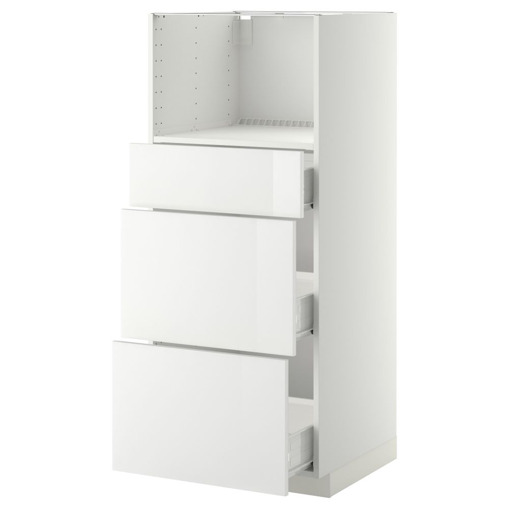 Высокий шкаф для СВЧ с 3 ящиками МЕТОД / ФОРВАРА, белый, Рингульт белый (60x60x140 см) - фото 1