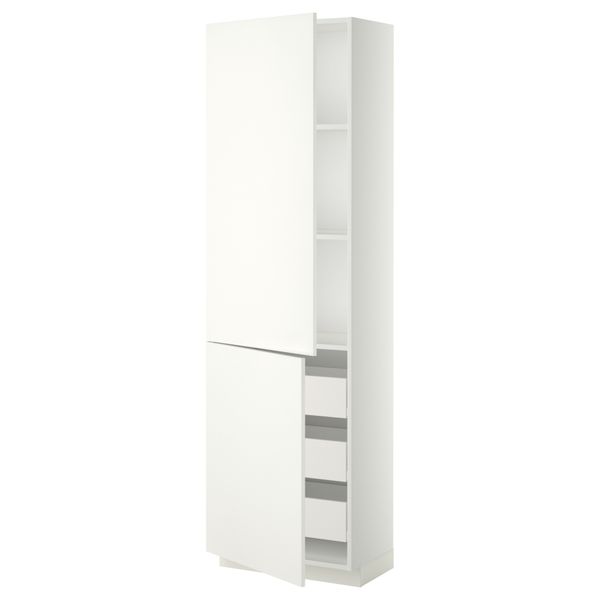 Высокий шкаф + полки, 3 ящика, 2 дверцы МЕТОД / ФОРВАРА, белый, Хэггеби белый - фото 1