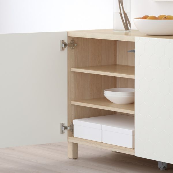 Комбинация для хранения с дверцами, под беленый дуб/вассвик/стуббарп белый 120x40x74 см IKEA БЕСТО 392.771.58 - фото 4