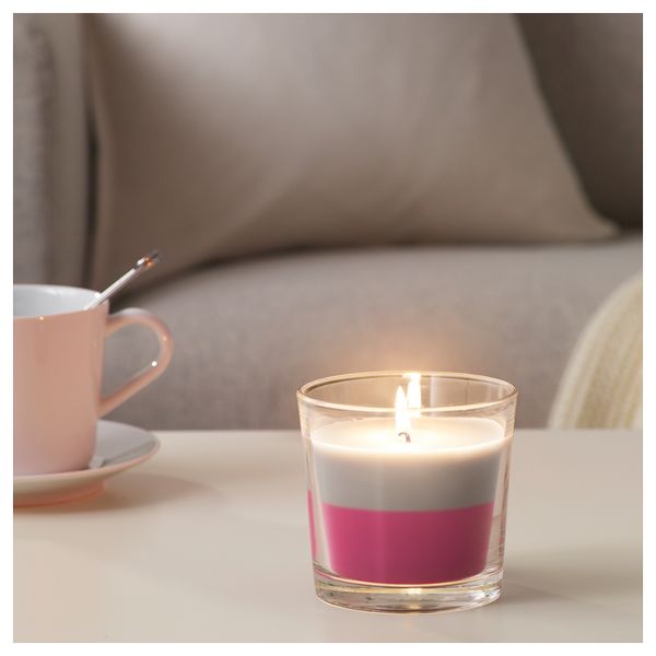 Ароматическая свеча в стакане СОММАР 2018, бежевый Гуава и клубника, розовый бежевый розовый (9 см) - фото 2