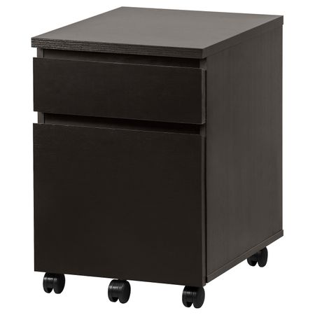 Тумба с ящиками на колесах, черно-коричневый 42x59 см IKEA MALM МАЛЬМ 403.789.05