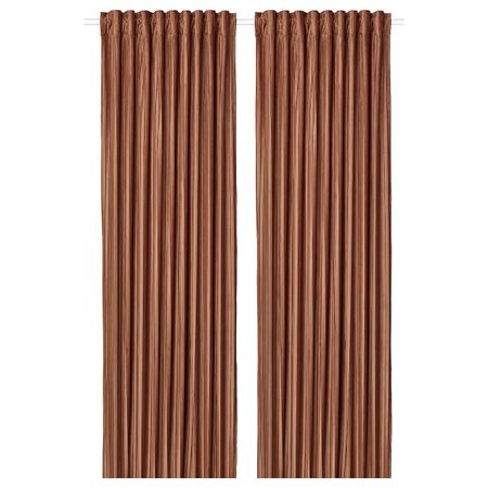 Затемняющие гардины, 2 шт., коричневый 145x300 см IKEA ELDTORN ЭЛЬДТОРН 004.881.09