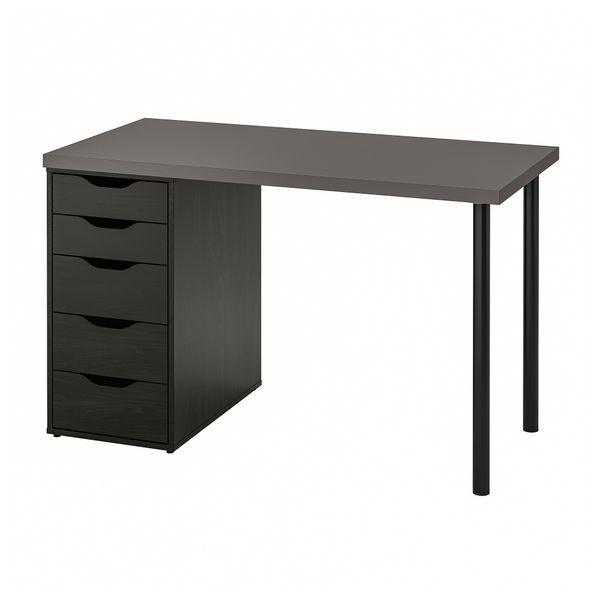 Письменный стол, 120x60 см, темно-серый-черный IKEA ALEX АЛЕКС, LAGKAPTEN ЛАГКАПТЕН 594.167.47 - схема-чертеж с размерами