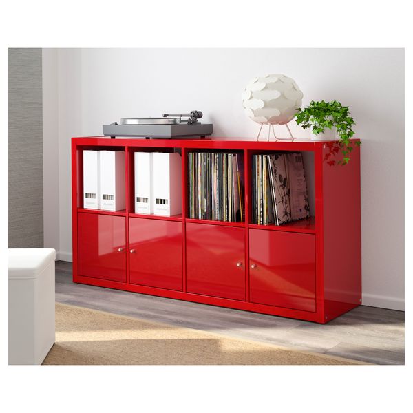 Стеллаж КАЛЛАКС, глянцевый красный (77x147 см) - схема-чертеж с размерами