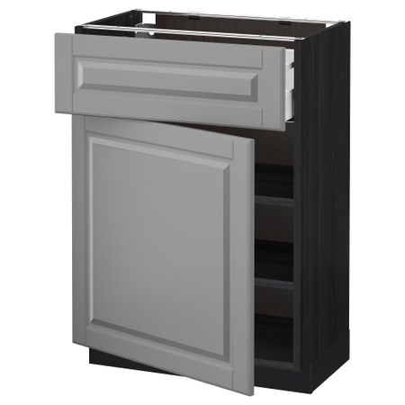 Напольный шкаф с ящиком, дверью МЕТОД / МАКСИМЕРА, черный, Будбин серый