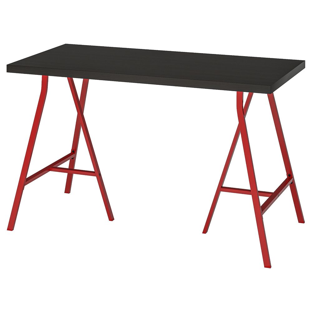 Стол, черно-коричневый/красный 120x60 см IKEA LINNMON ЛИННМОН / LERBERG ЛЕРБЕРГ 593.308.19 - фото 1
