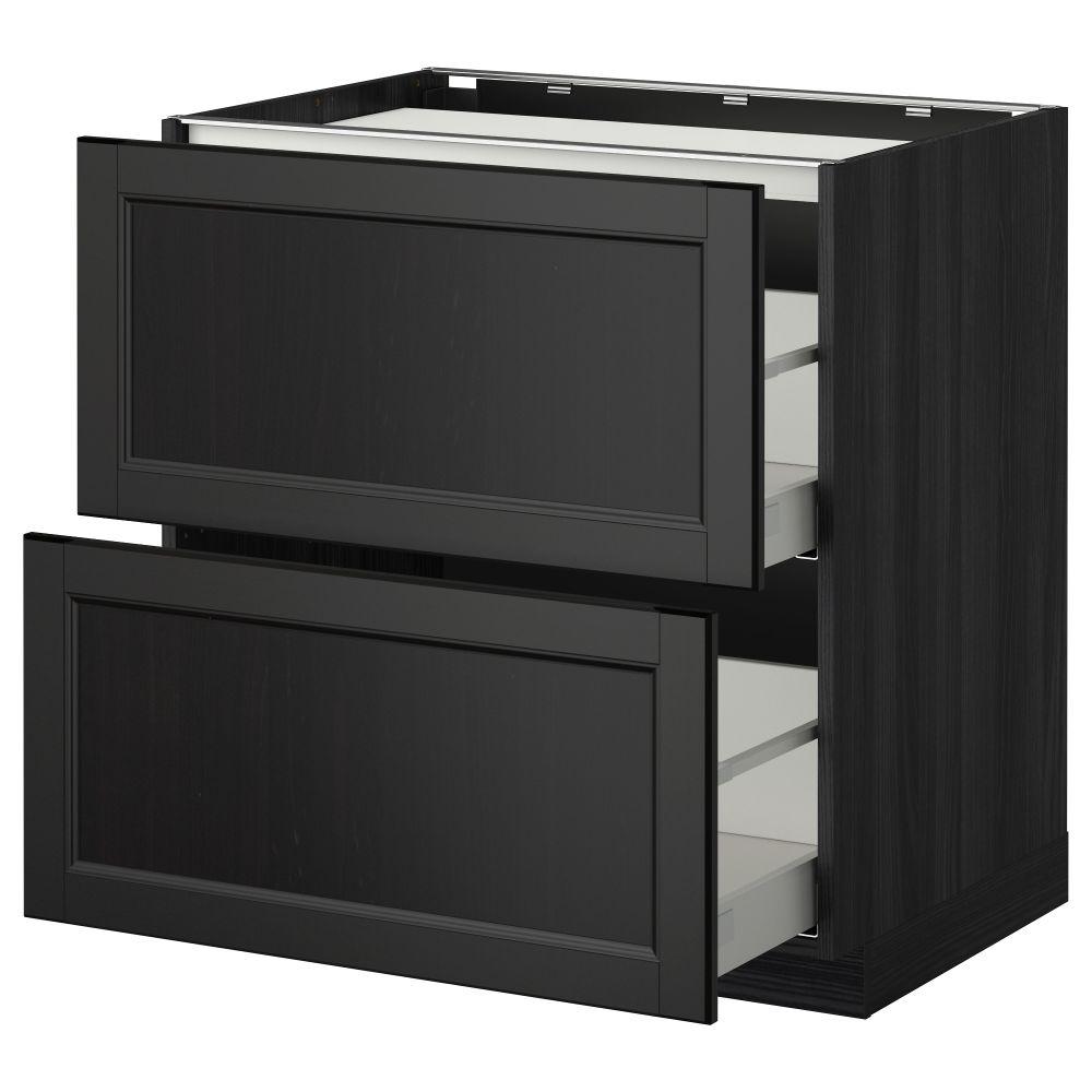 Напольный шкаф, 2 фронтальных панели, 3 ящика МЕТОД / МАКСИМЕРА, черный, Лаксарби черно-коричневый - фото 1