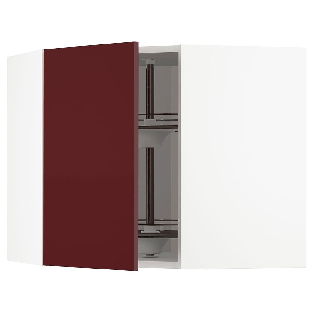 Угловой навесного шкаф с вращающейся секц, белый Калларп/глянцевый темный красно-коричневый 68x60 см IKEA METOD МЕТОД 793.269.39 - фото 1