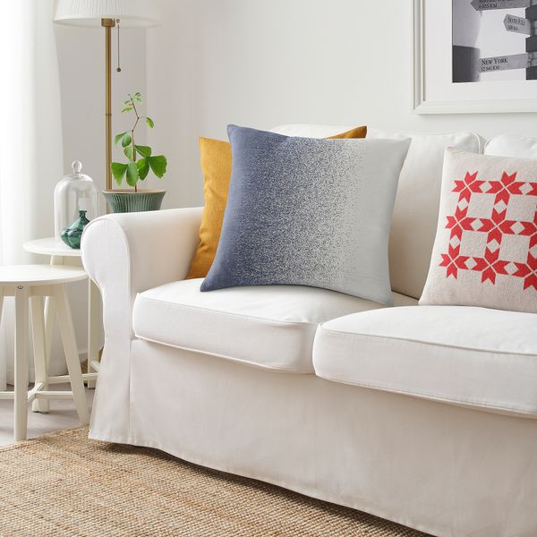 Чехол на подушку, 50x50 см, белый, синий IKEA VINTERFINT 205.654.46 - фото 4