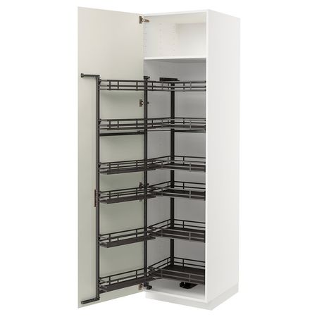 METOD Высокий шкаф с выдвижным модулем - белый/Veddinge белый 60x60x220 см