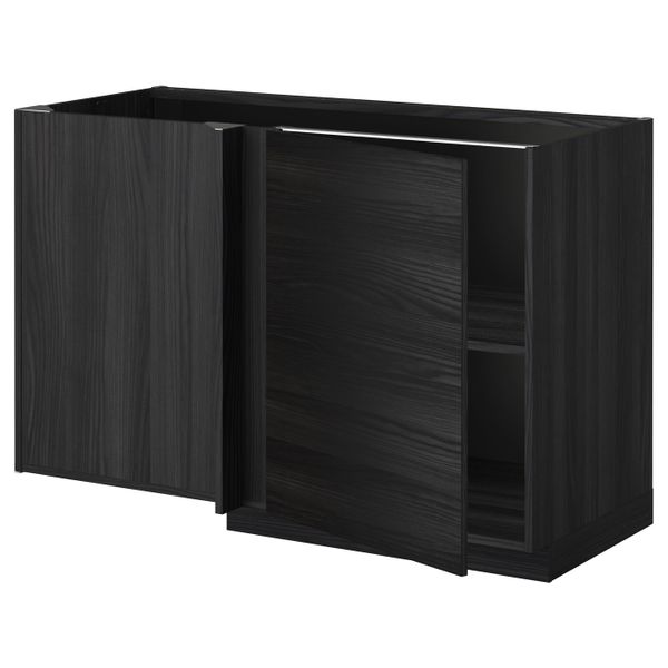 Угловой напольный шкаф с полкой, черный, Тингсрид черный 128x68 см IKEA МЕТОД 792.318.37 - схема-чертеж с размерами