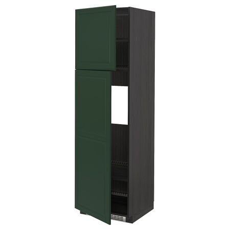 Высокий шкаф для холодильника/2дверцы, черный/Будбин темно-зеленый 60x60x200 см IKEA МЕТОД 993.133.42