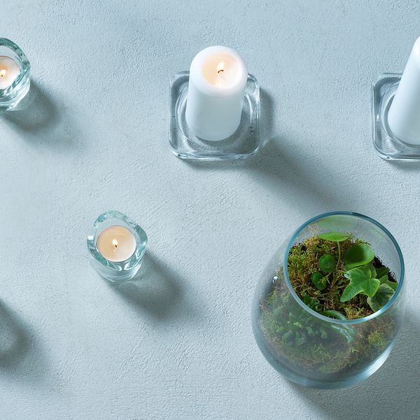 Тарелка для свечи, прозрачное стекло 10x10 см IKEA GLASIG ГЛАСИГ 103.716.70 - схема-чертеж с размерами