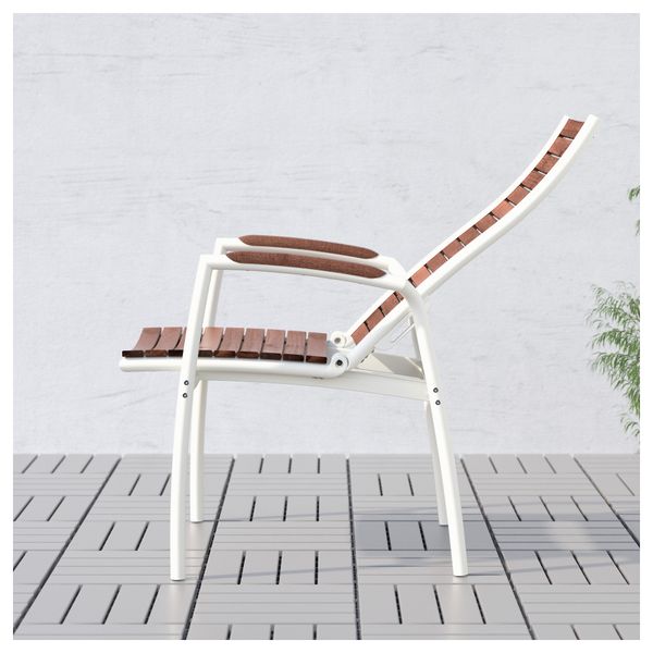 Садовое кресло, регулируемая спинка ВИНДАЛЬШЁ, белый, коричневая морилка - фото 3